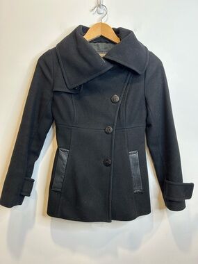 Aritzia Wilfred Wool Cashmere Pea Coat Black